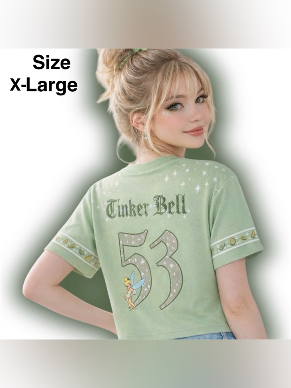 Disney Peter Pan Tinker Bell Women's Cropped Football Jersey